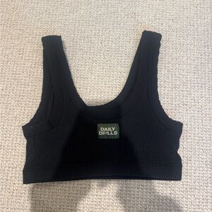 Daily Drills Black Ribbed Sports Bra